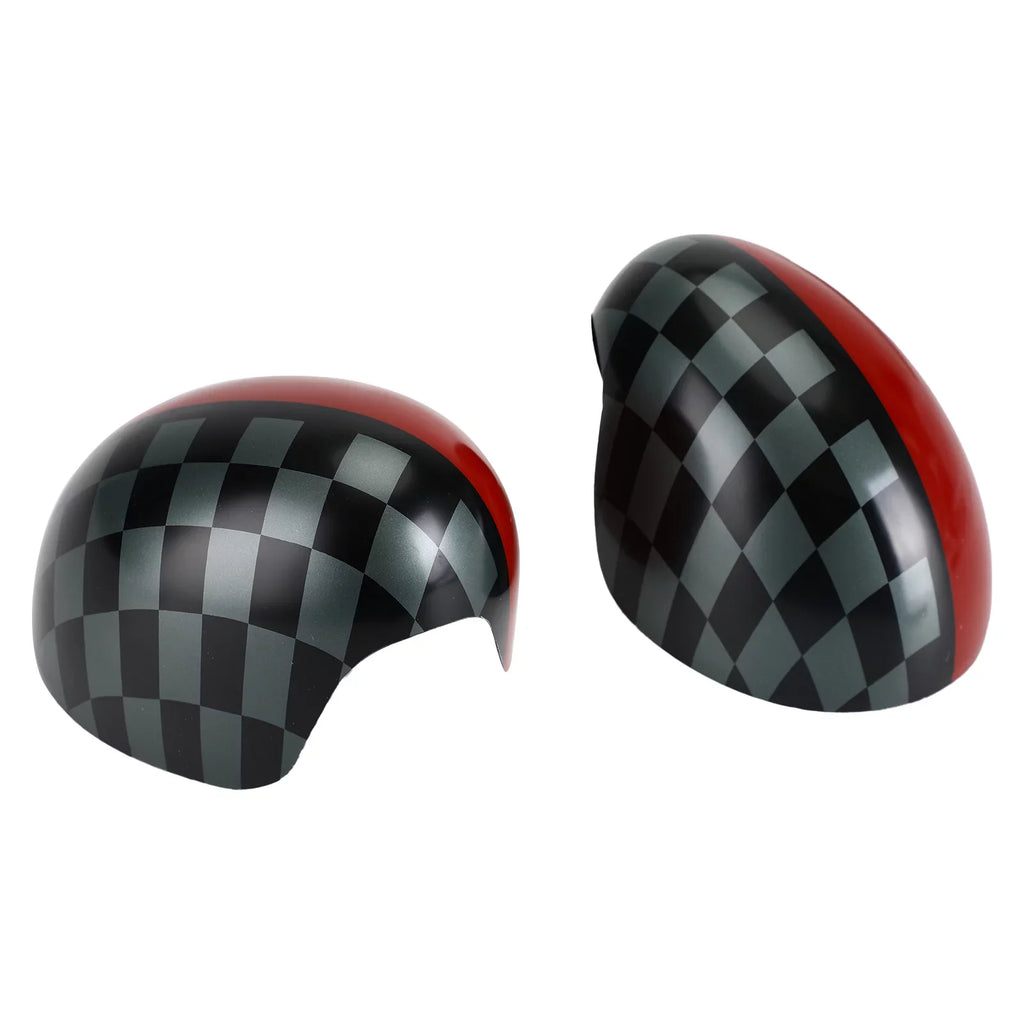 F56 Cooper Black/Grey Red Mirror Cover MINI for Hardtop F55 checkered