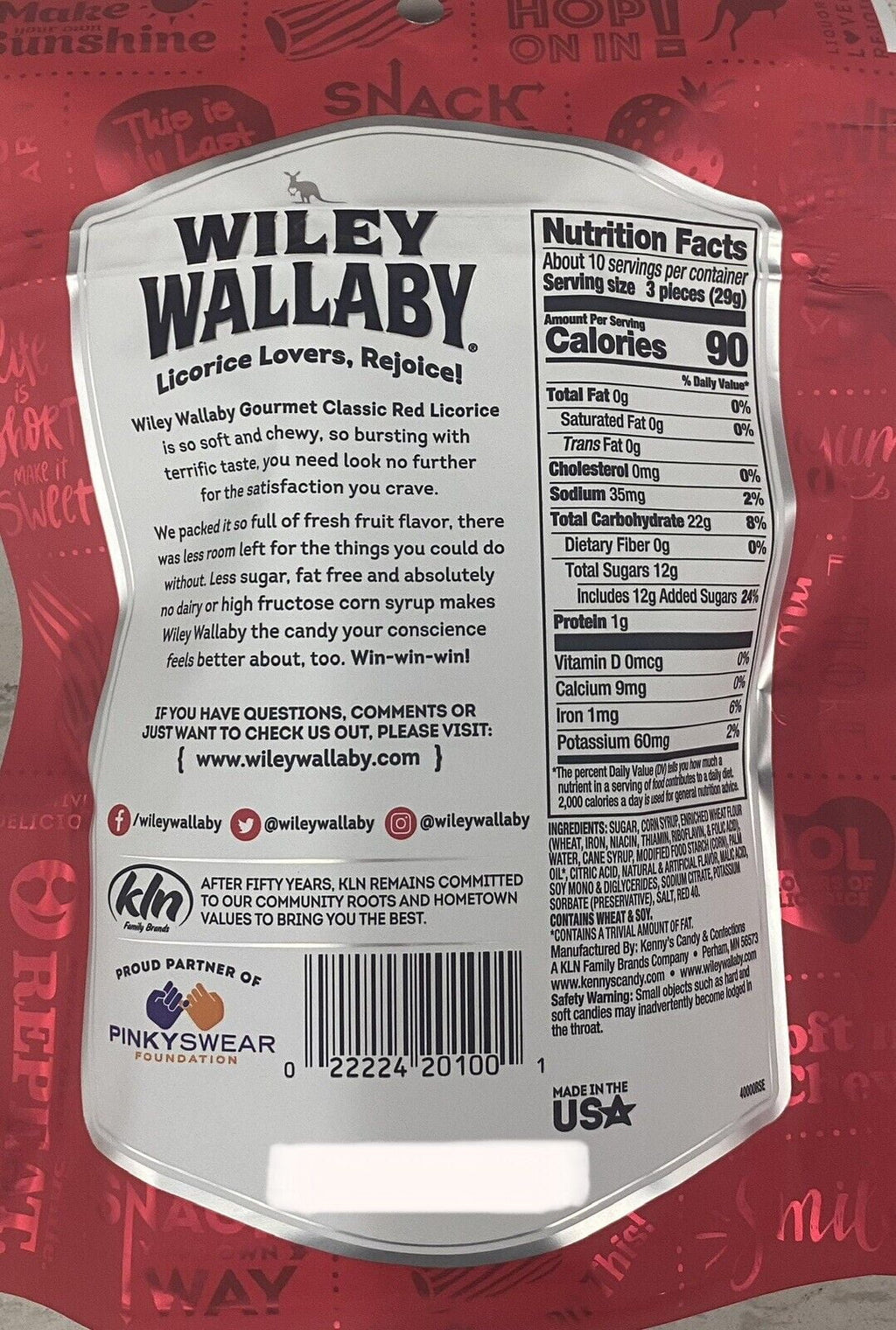 10 Classic Bag Australian Licorice Chewy Soft & Wiley STRAWBERRY Red Wallaby Oz