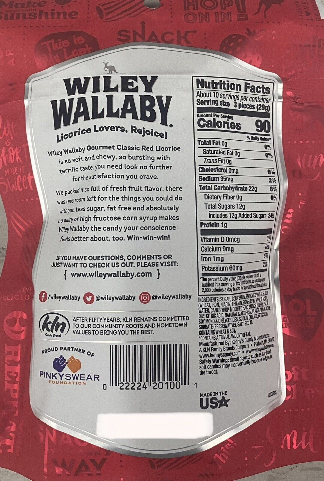10 Classic Bag Australian Licorice Chewy Soft & Wiley STRAWBERRY Red Wallaby Oz