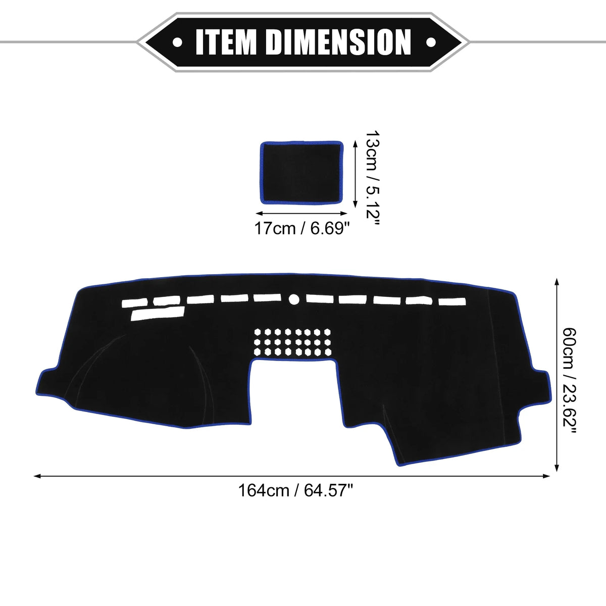 Black Unique F150 Mat 2015-2020 Protective Dashboard Polyester Car for Bargains Console Blue Center Cover