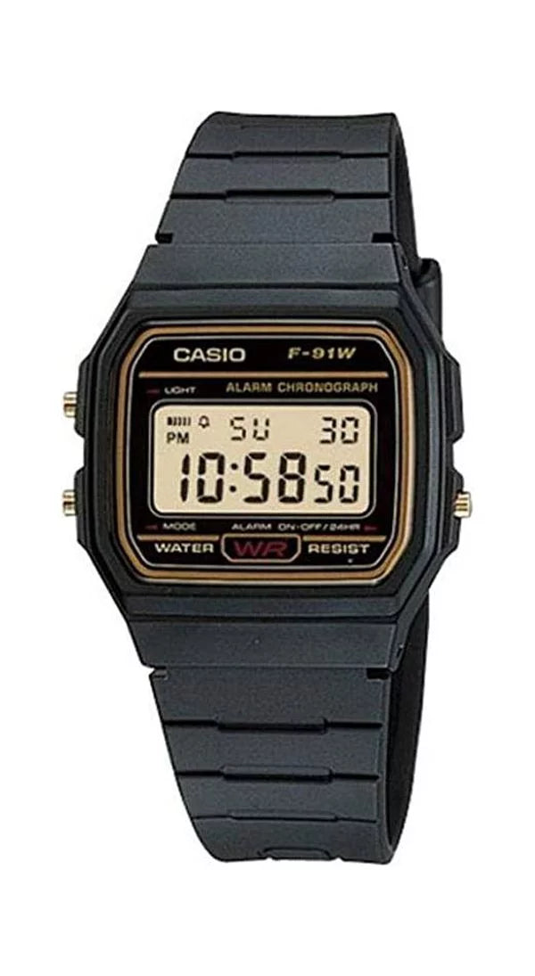 Gold/Black Digital F-91W-1HDG Watch Mens Casio
