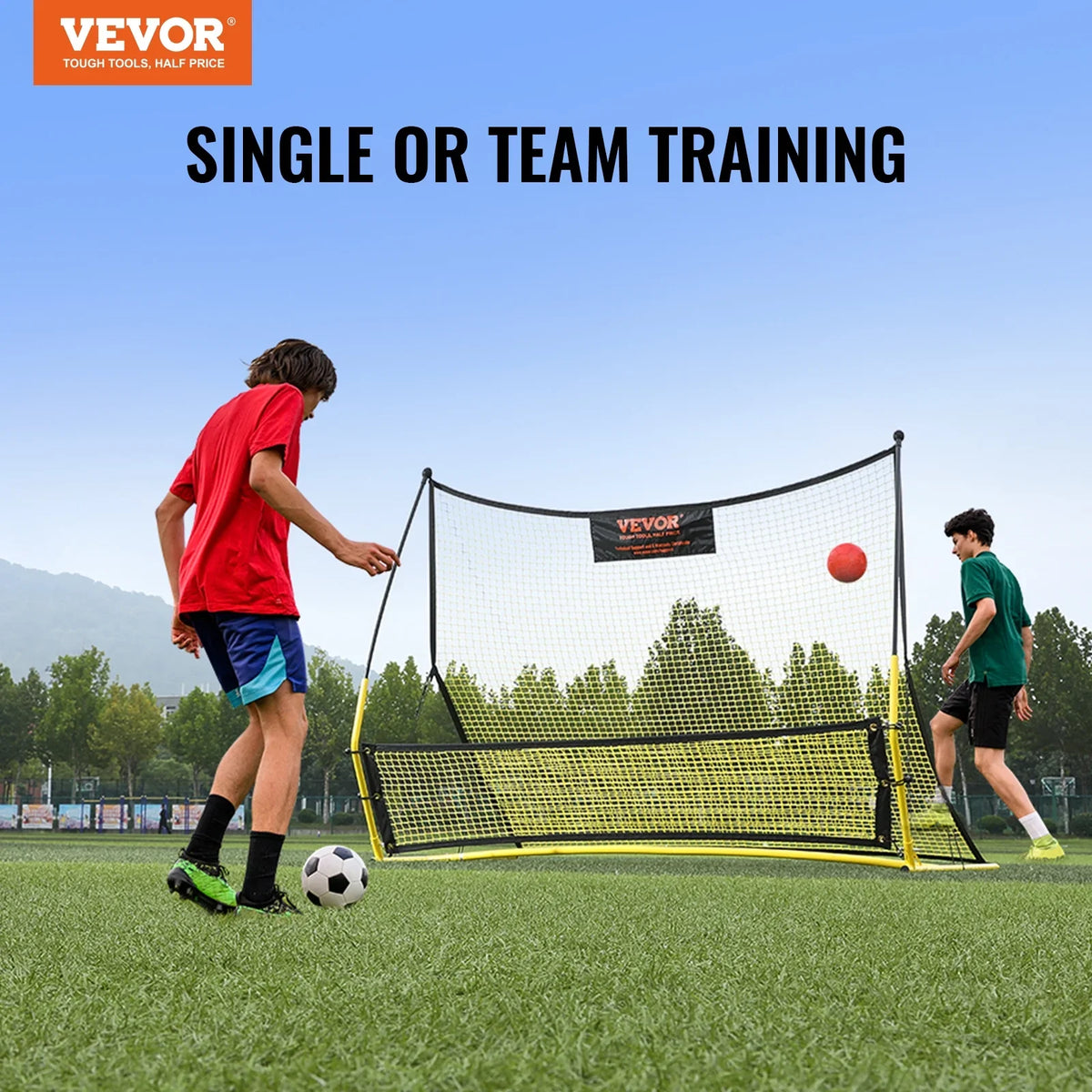 Portable BENTISM Net Bag Rebounder Trainer 2-IN-1 Portable 71"x40" Soccer Soccer