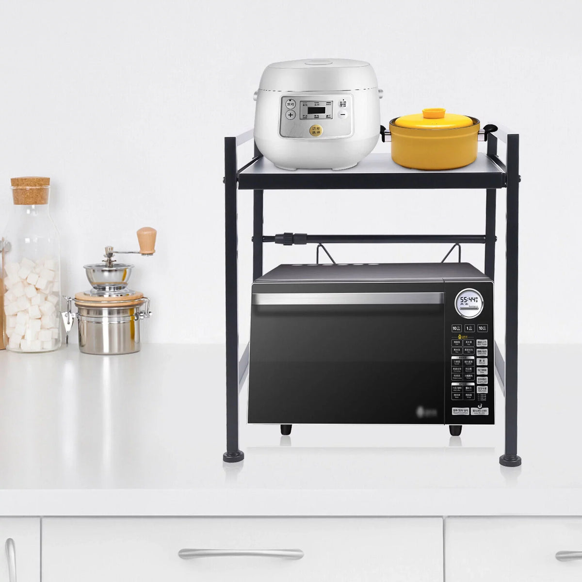 Microwave Oven 14.5~22.8 Microwave Storage Tier Rack, Single Retractable Oven Metal Kitchen Oven Microwave Rack, inch Countertop Expandable Condiment Cabinet Stand, Shelf Rack