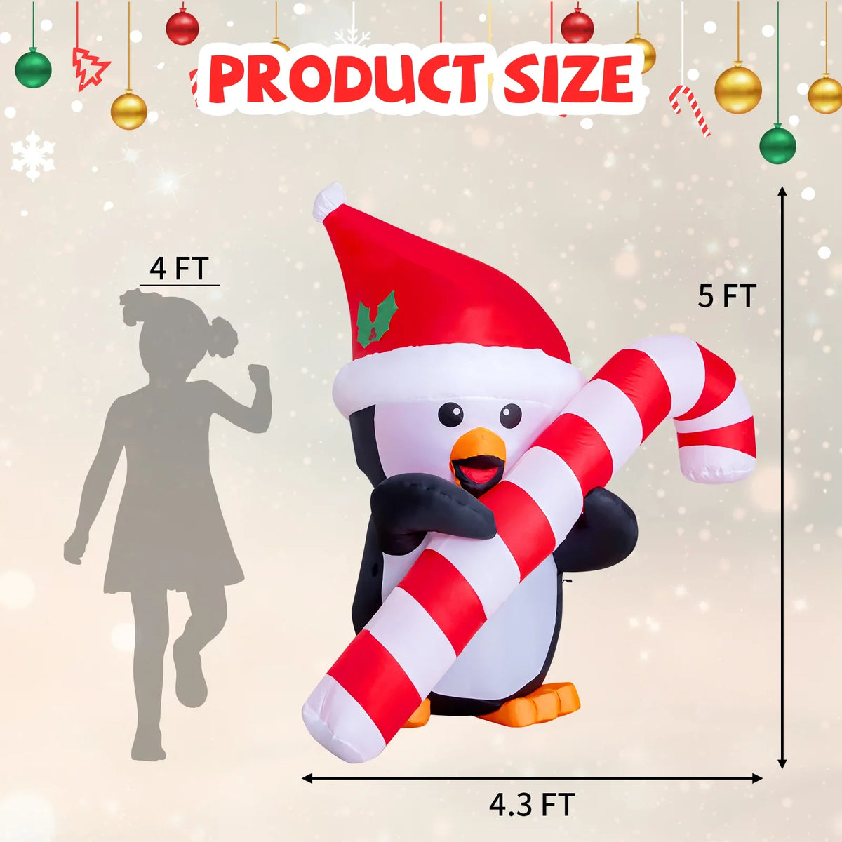 Outdoor Outdoor Indoor Decorations Christmas Penguin Decorations, Blow GOOSH Inflatables Lawn Inflatable for Candy Built-in LEDs 5ft Cane Christmas Up Garden Yard with