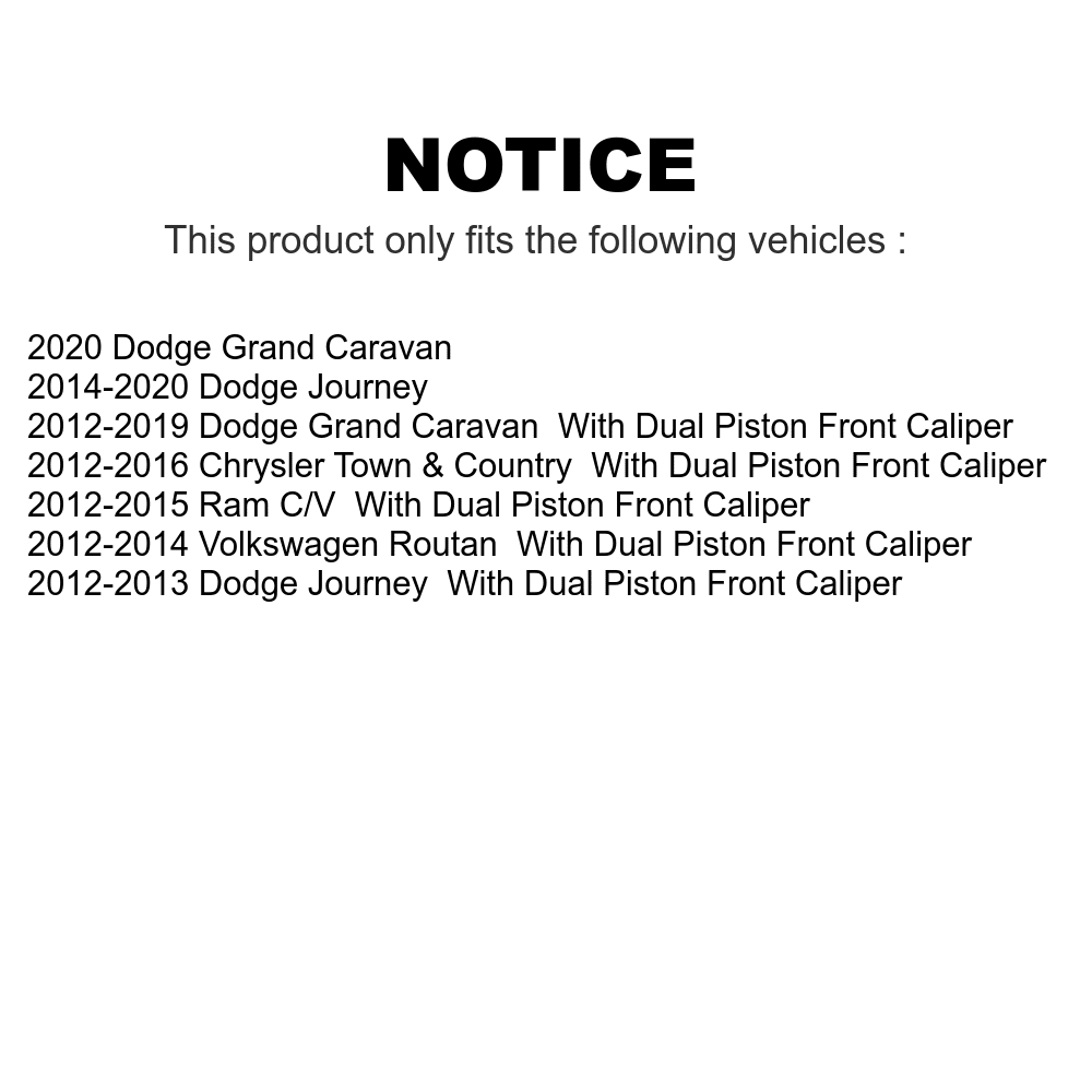 Front Disc Kit C/V Town Transit Brake - & Pads Auto And Ceramic Rotors K8C-101028 Grand Volkswagen Ram nation Dodge Caravan Routan Rear For Chrysler Journey
