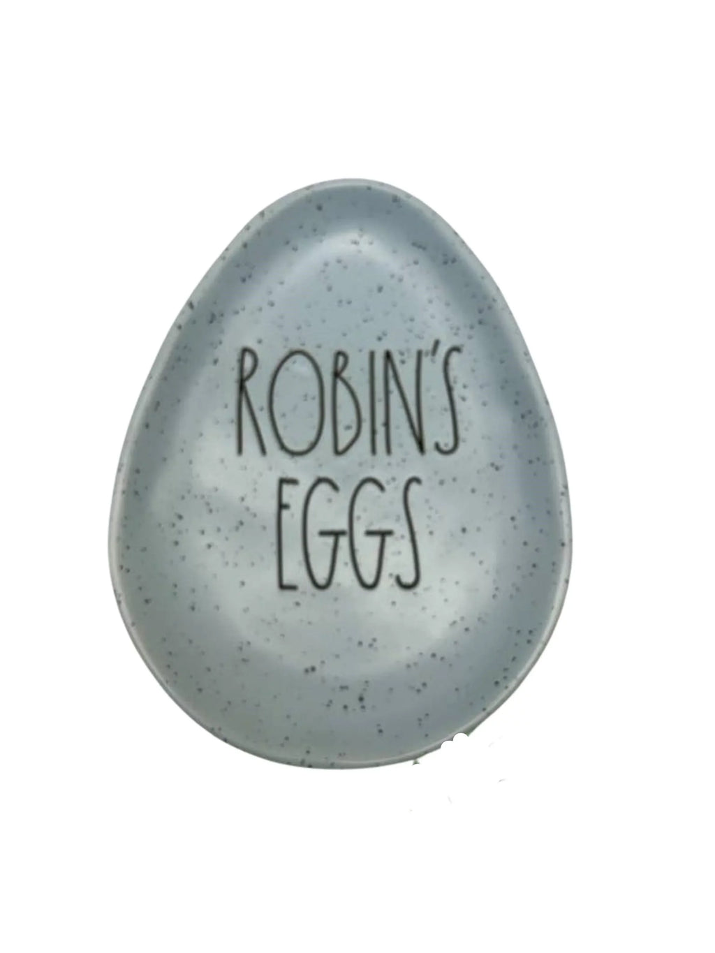 Rae shaped Easter Plate Ceramic ROBINS Black Egg letters 8" 6" Speckled Dunn in LL EGGS x