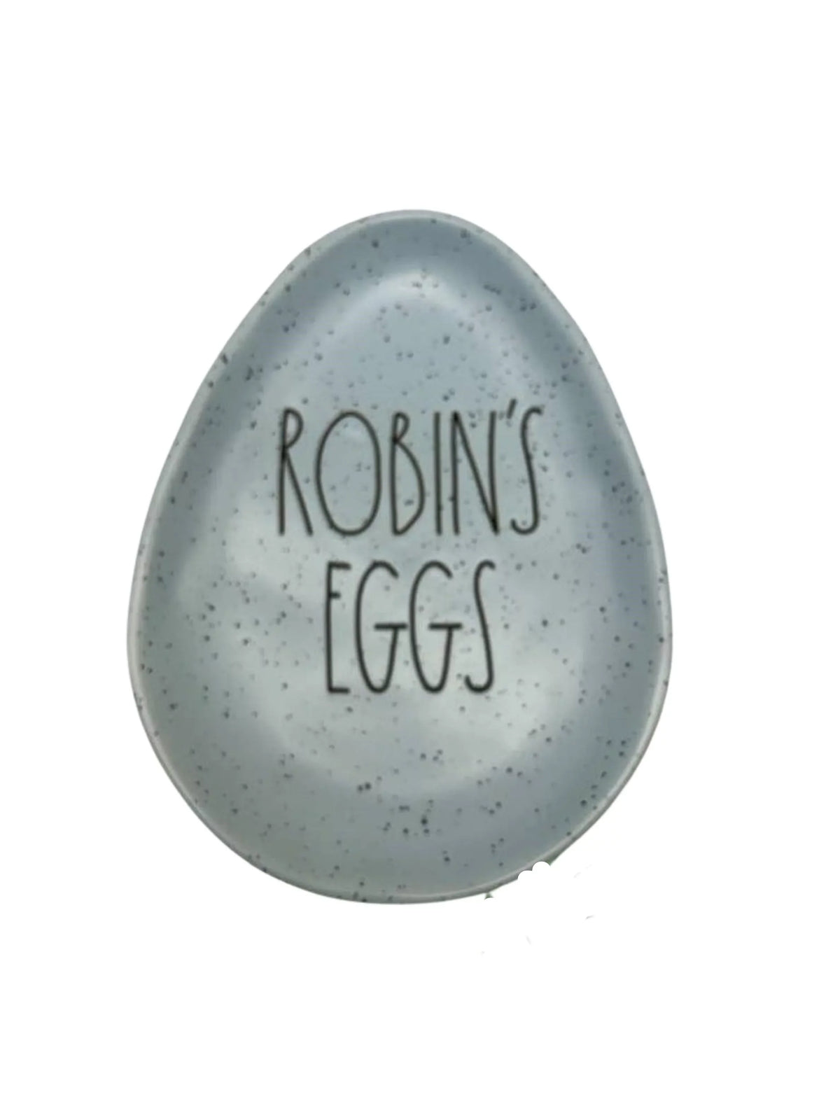 Rae shaped Easter Plate Ceramic ROBINS Black Egg letters 8" 6" Speckled Dunn in LL EGGS x