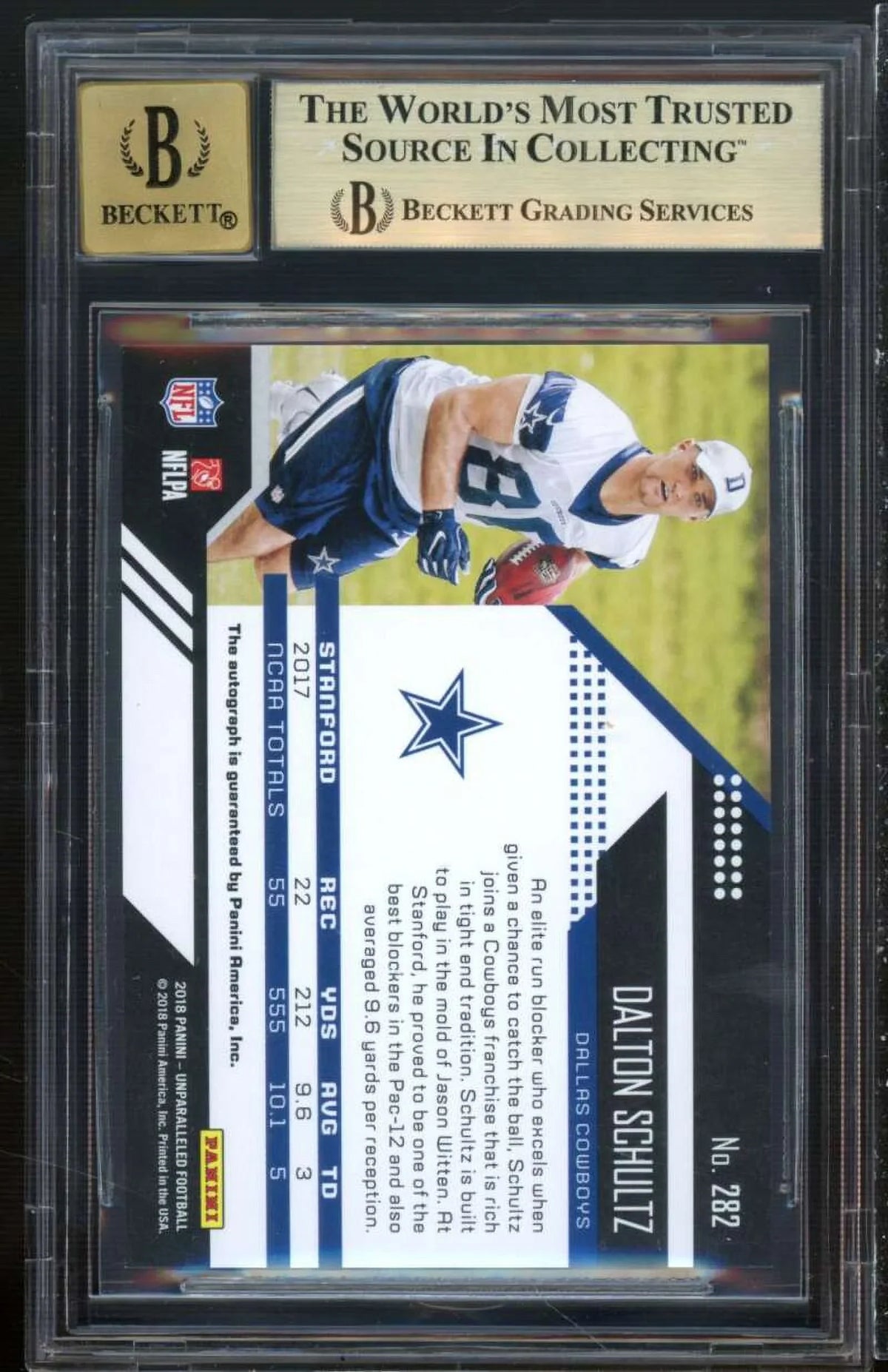 9.5 Dalton BGS Rookie Autographs Unparalleled Rookie Schultz 2018 Panini #282
