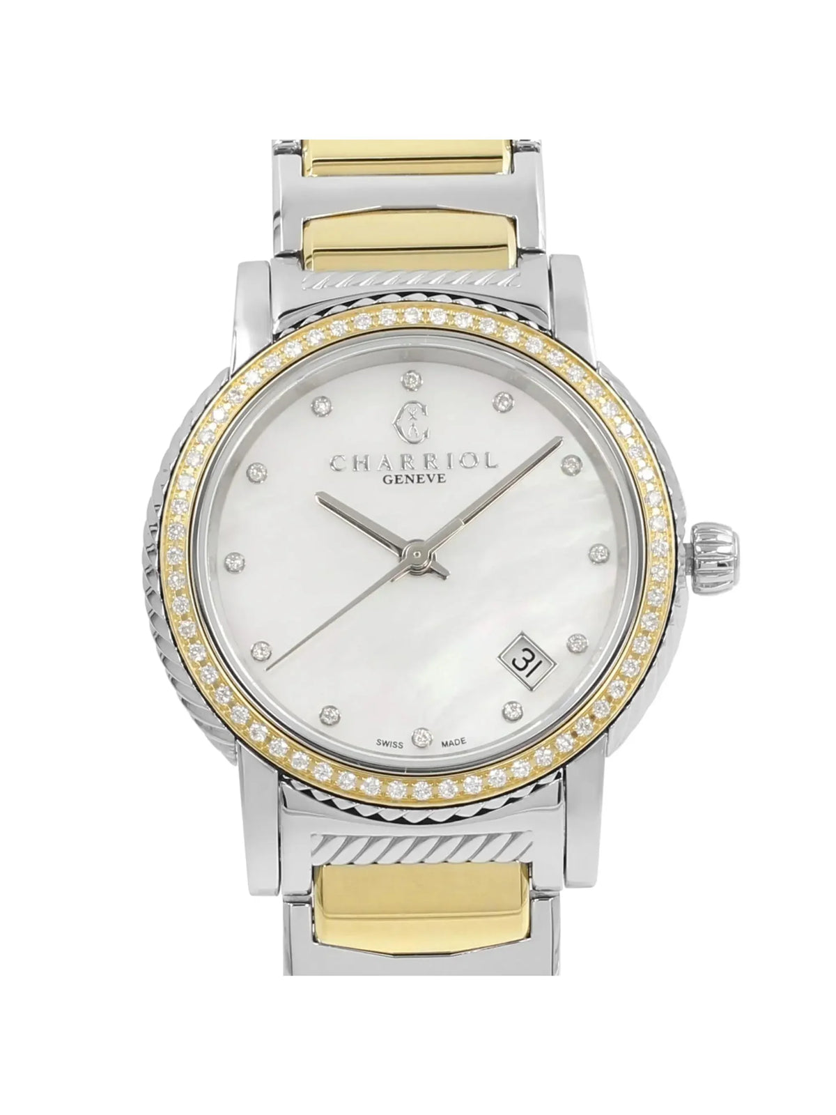Ladies Parisii 0.40cttw Charriol Watch P33SY2D.921.001 defects with New Quartz