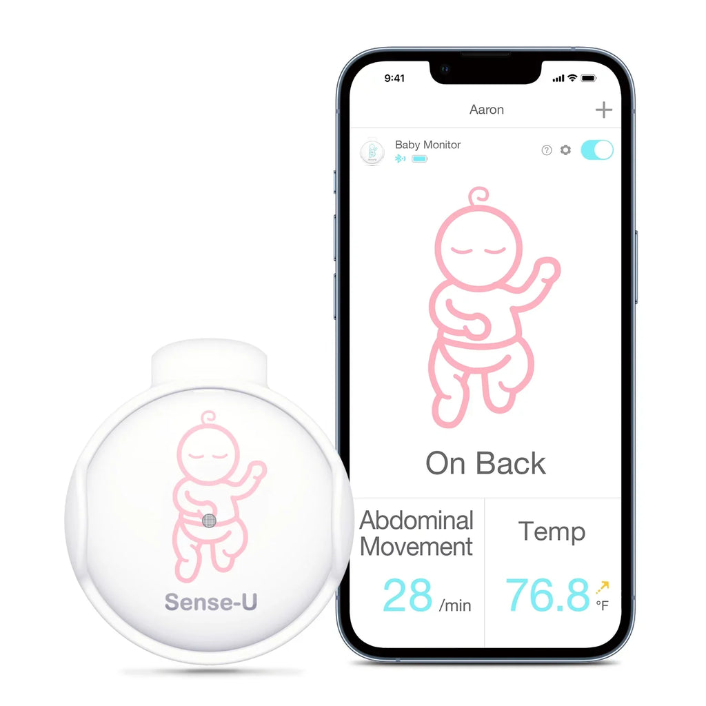 and Smart with Alerts Baby Pink Instant Abdominal Tracks Temperature, Position on Safety Baby's Smartphones, Movement, Movement Audio Rollover - Sleeping Baby Monitor for Sense-U Abdominal