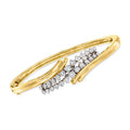 2-Tone 1.80 Gold, 14kt Ross-Simons Diamond in 1980 Pre-Owned C. Women's, ct. Adult, Vintage wristband Bangle Bypass t.w.