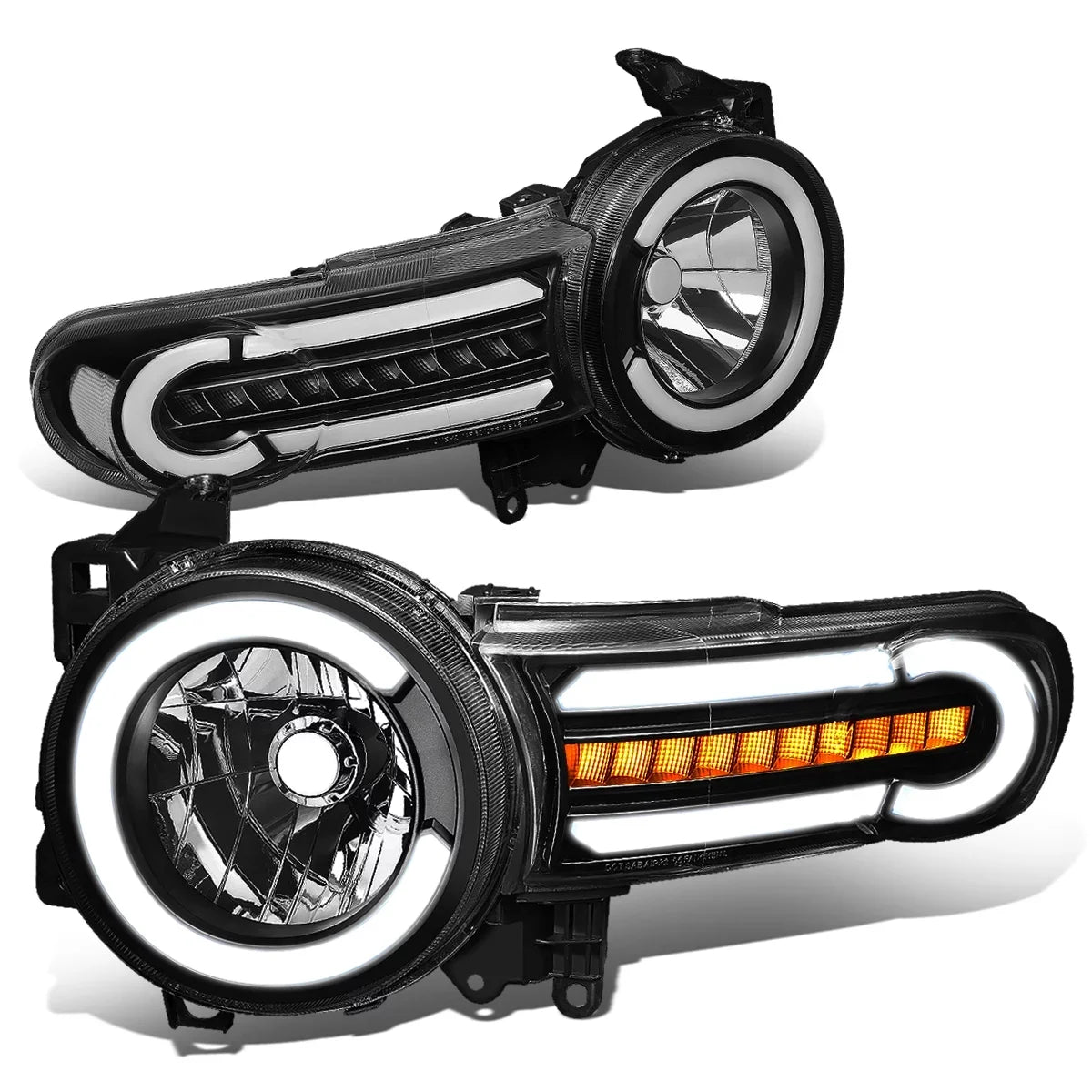 Motoring to Lamps 2014 10 For 08 Pair Headlight 2007 FJ Front 13 Turn DNA HL-LB-FJC07-BK-CL1 Cruiser 09 Corner Black/Clear DRL+Sequential Signal Bumper 11 12 LED