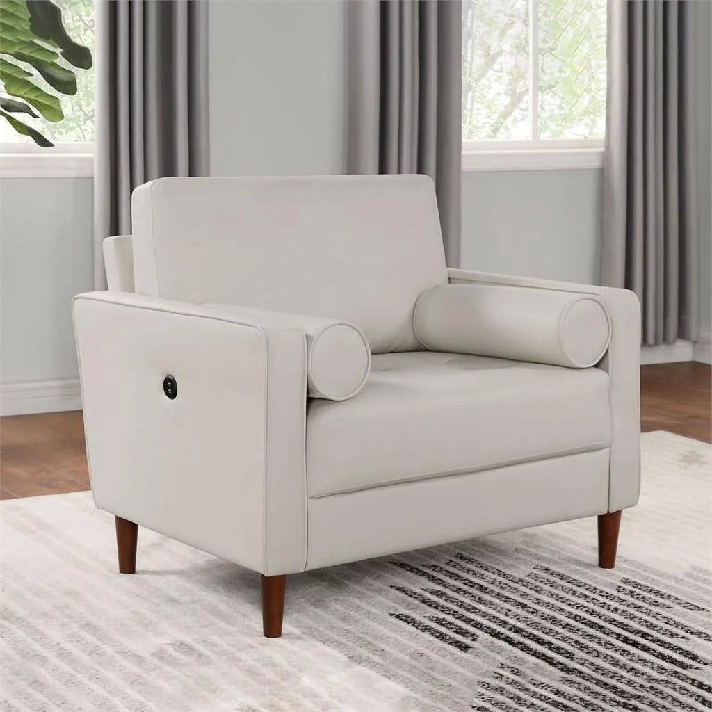 Port Ivory Oppio Chair with in USB Faux America Leather Furniture of
