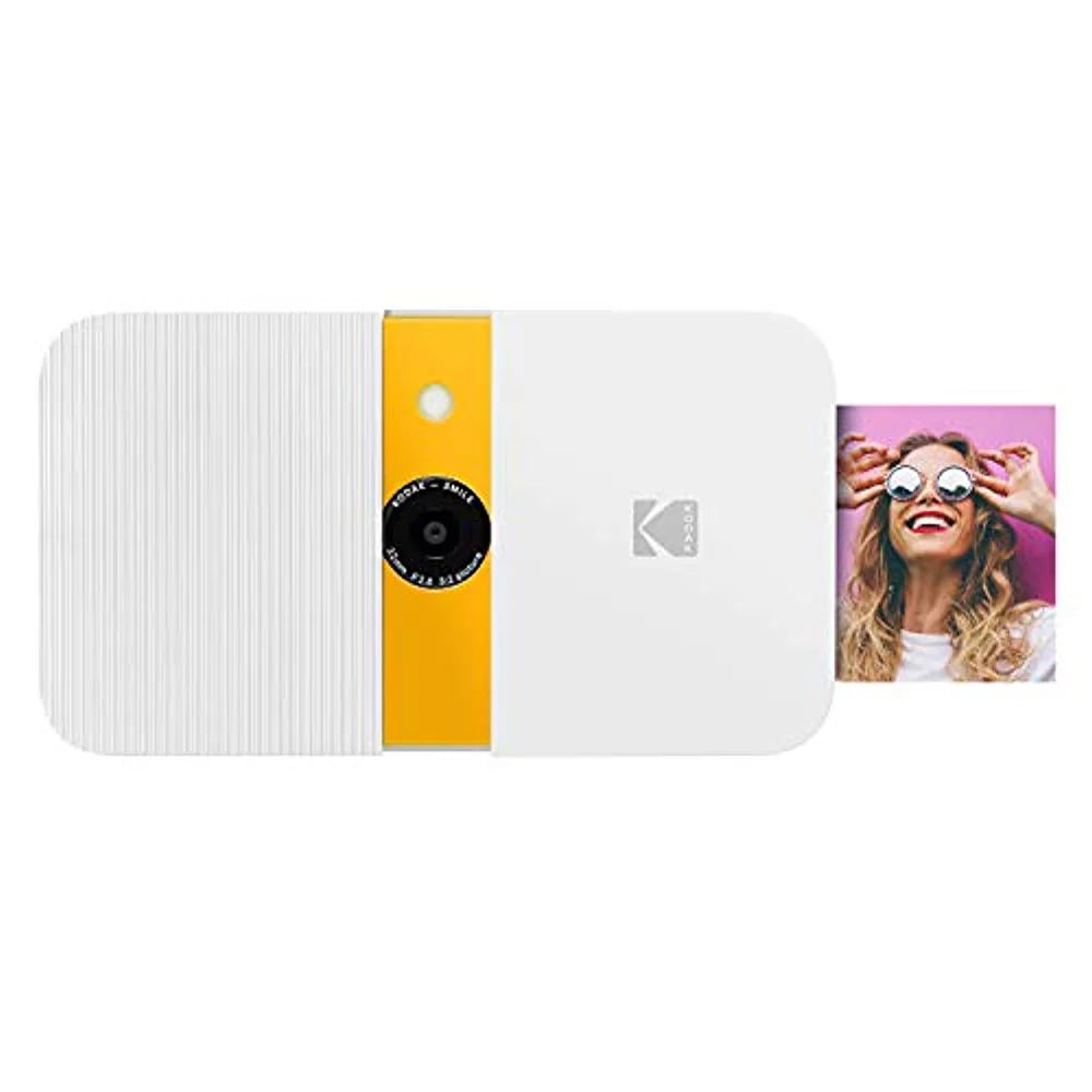 Photo Smile Instant with Bundle Print Case Soft Camera Digital KODAK Frames (White/Yellow)