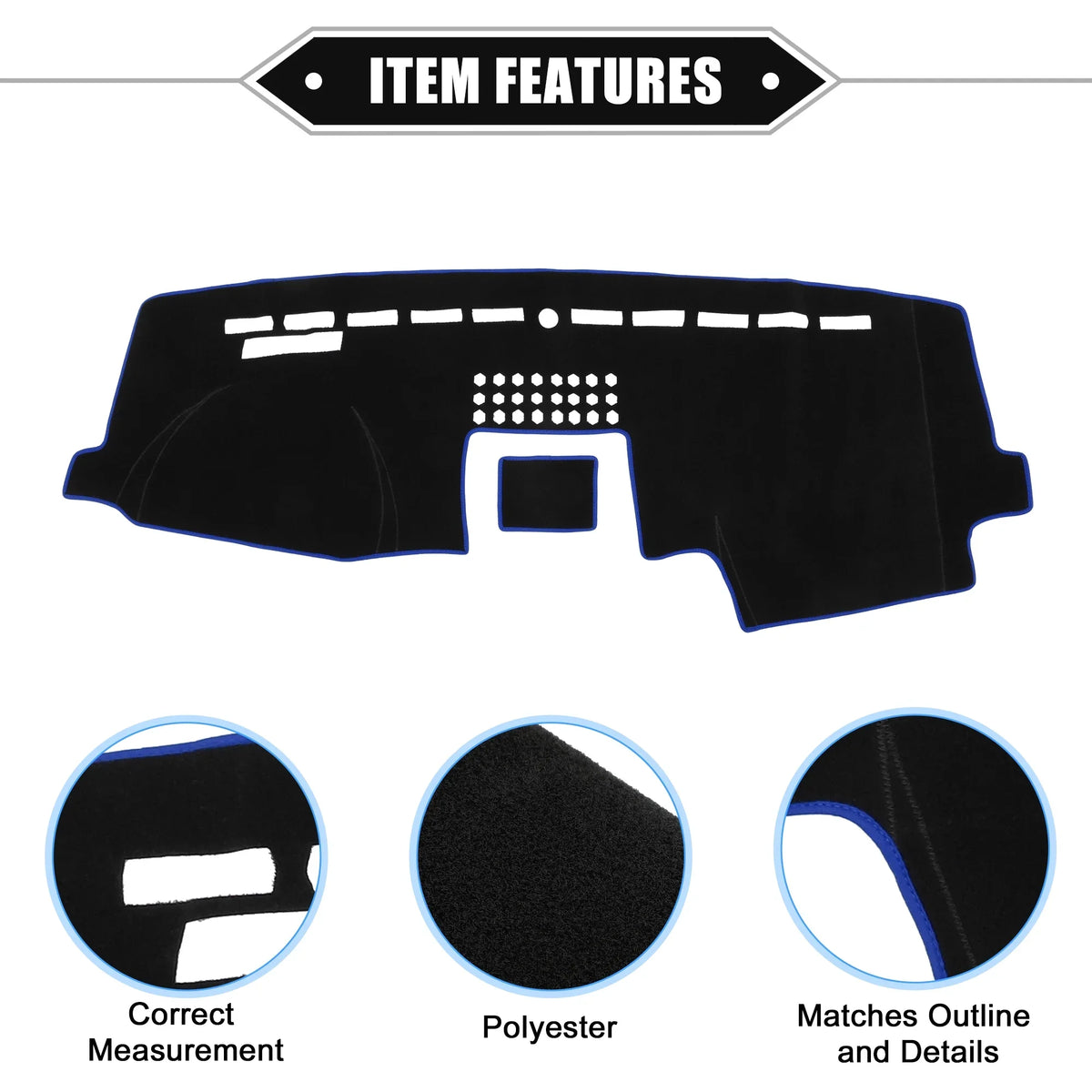 Black Unique F150 Mat 2015-2020 Protective Dashboard Polyester Car for Bargains Console Blue Center Cover