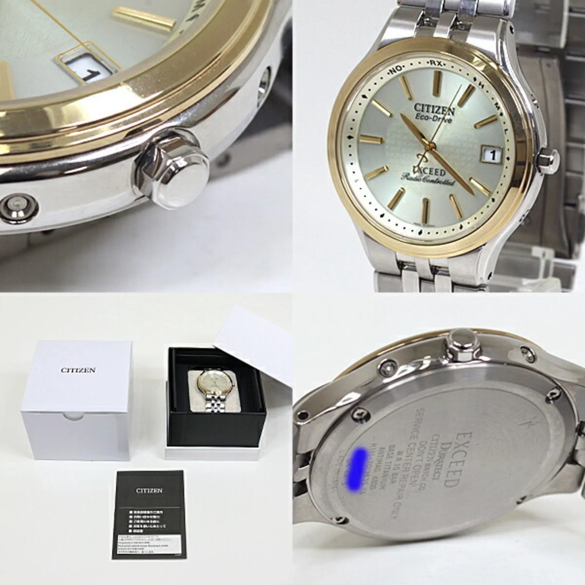 Dial Exceed Eco-Drive Gold CITIZEN EBG74-2792 Pre-Owned Watch (Good) Men's