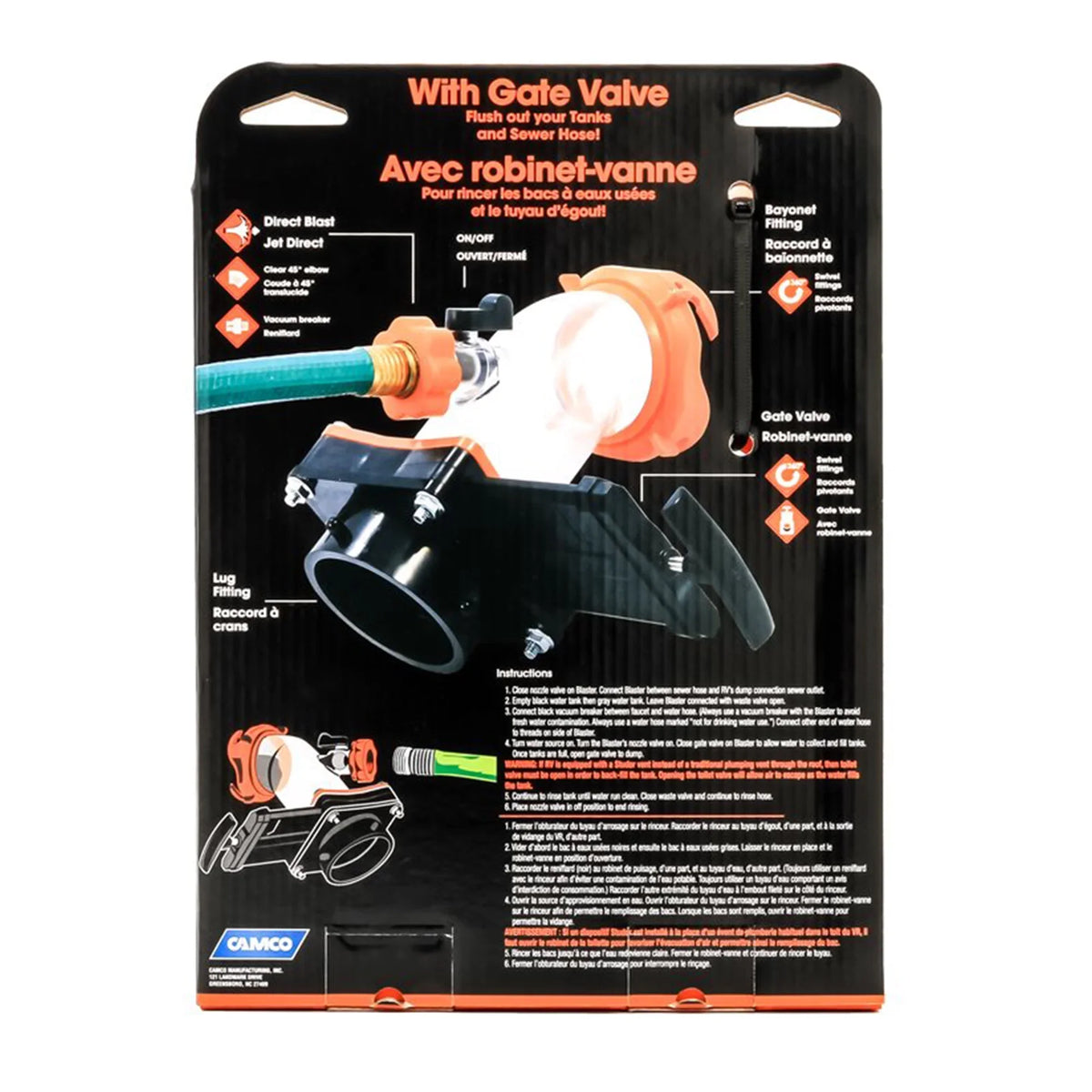 with Rinser Valve Rhino Blaster 39085 Tank Gate Camco Sewer