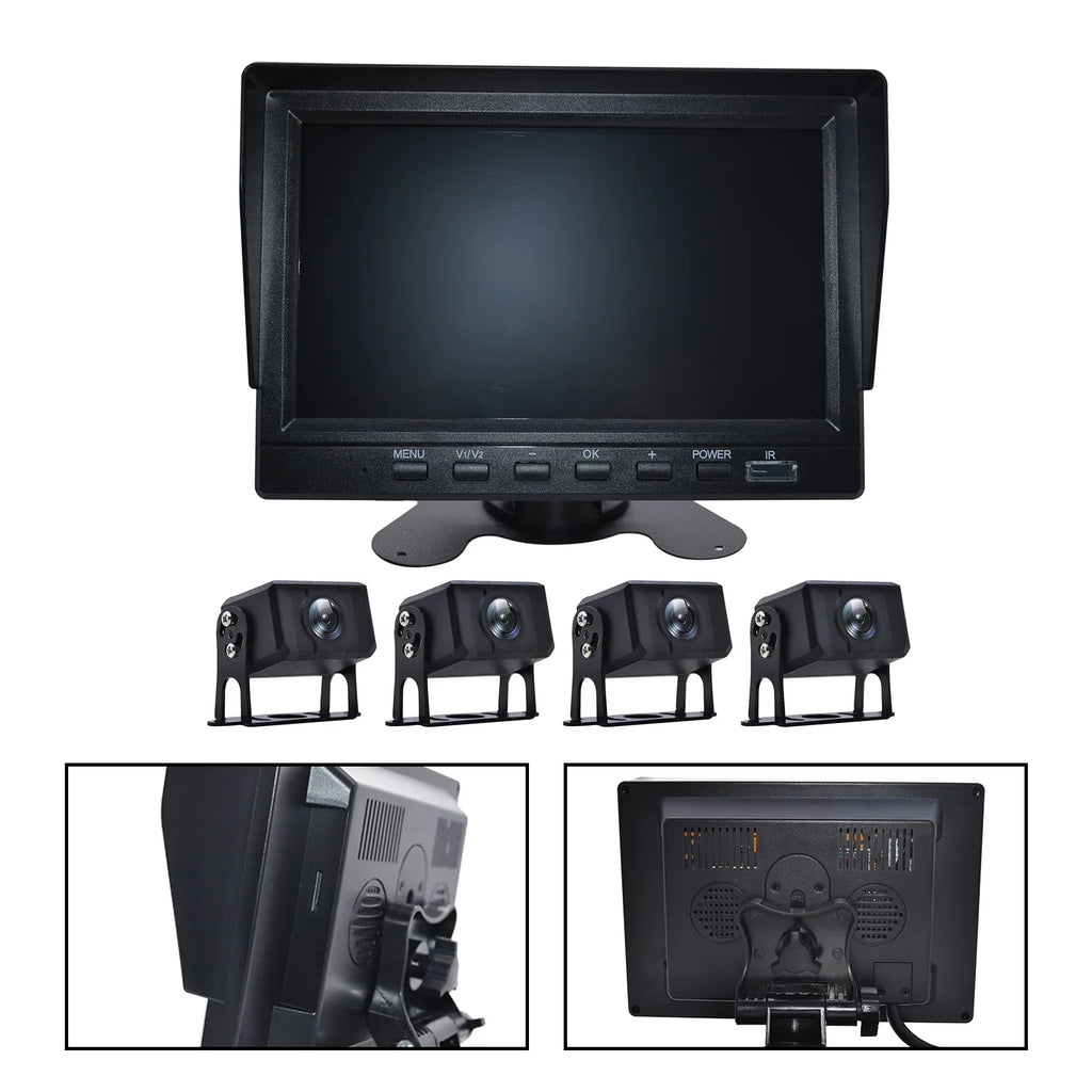 for DVR Monitor Video Camera Bus+4 Backup Driving Rear Truck 7" View RV Recorder B