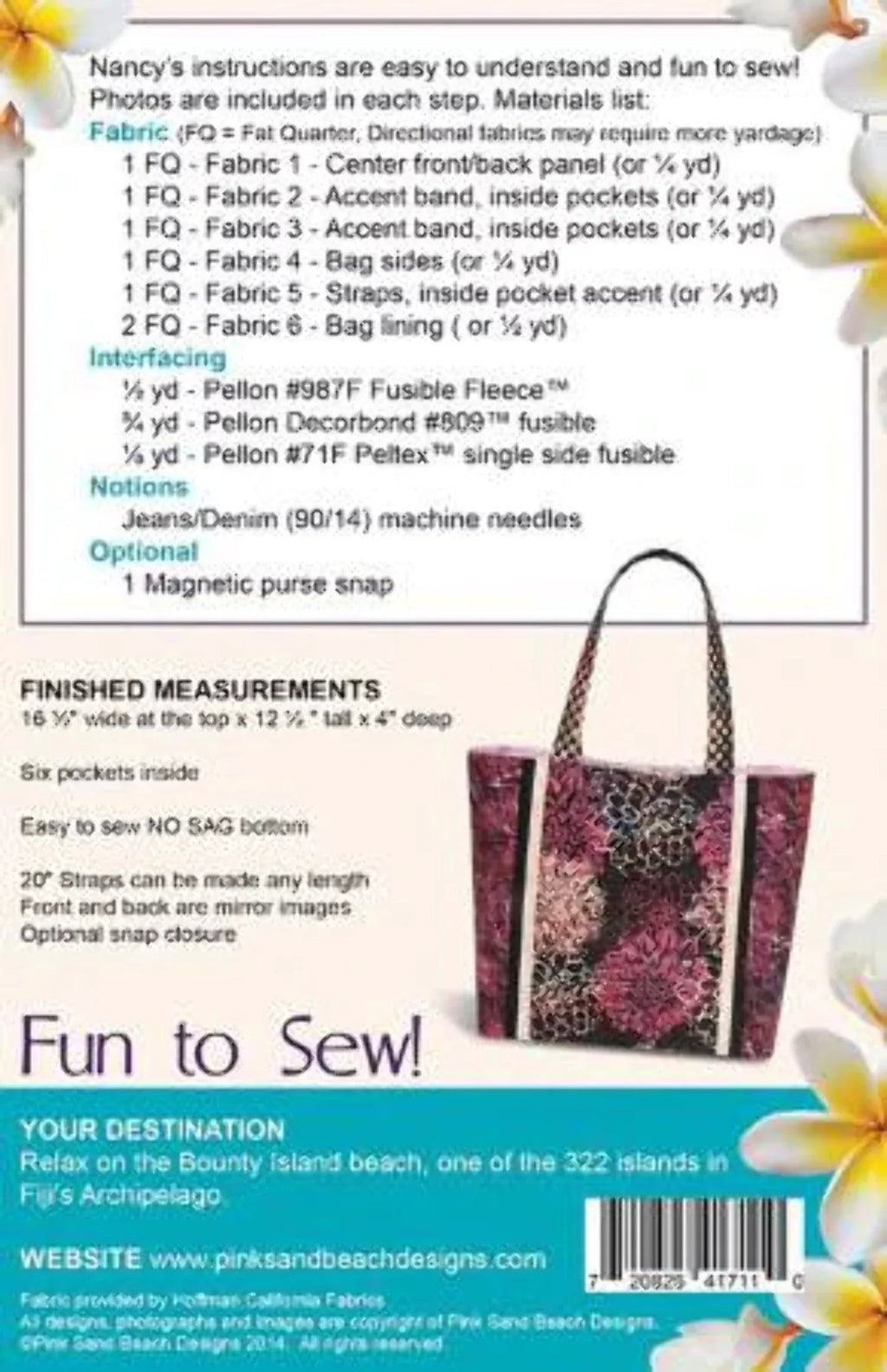 Beach Tote Pink Ptrn Fiji Sand