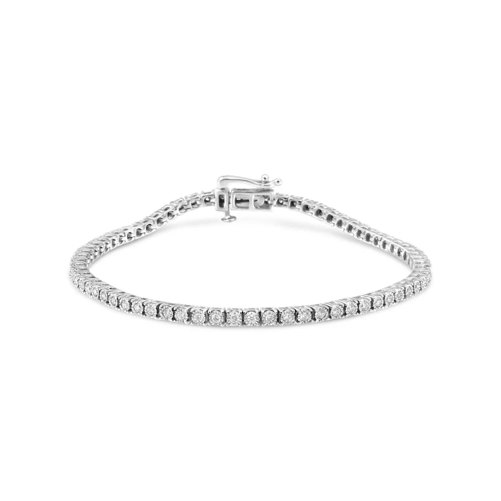 Gold wristband Round-Cut White 7" VS2-SI1 Cttw Miracle Illusion Set Lab 1.0 Size Grown (F-G Color, Clarity) 14K Diamond Tennis
