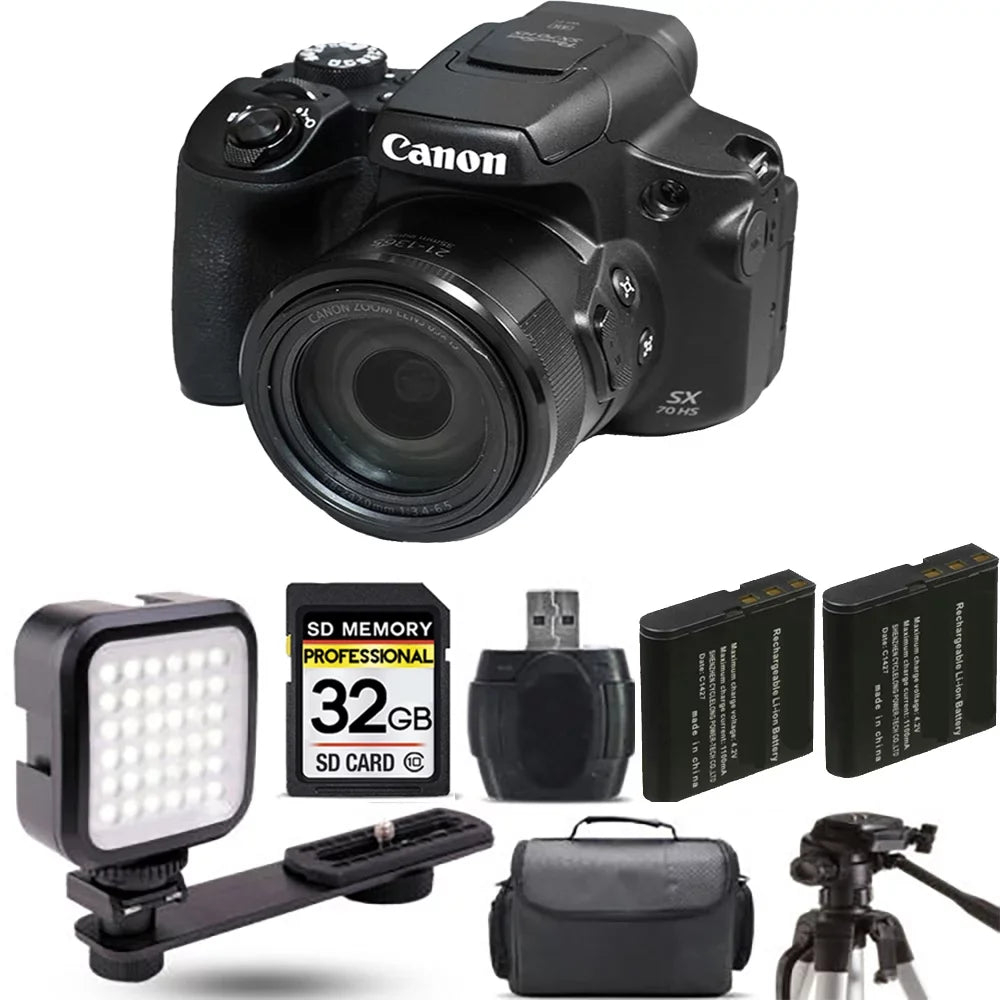 32GB Battery Digital PowerShot + Camera+ SX70 LED Kit - Canon Extra HS
