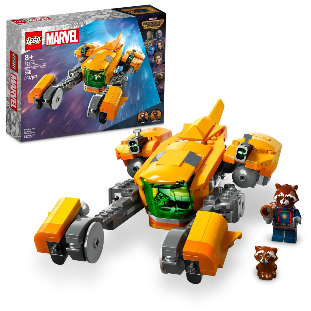 Kids up 3 Galaxy Guardians Baby Rocket Gift Rocket’s Ship of Baby Featuring the Hero Toy Marvel Toy and Buildable Collectible and 76254 Super from Minifigures, Raccoon 8 LEGO Spaceship for Ages Rocket