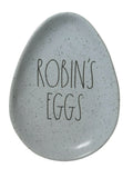 Rae shaped Easter Plate Ceramic ROBINS Black Egg letters 8" 6" Speckled Dunn in LL EGGS x