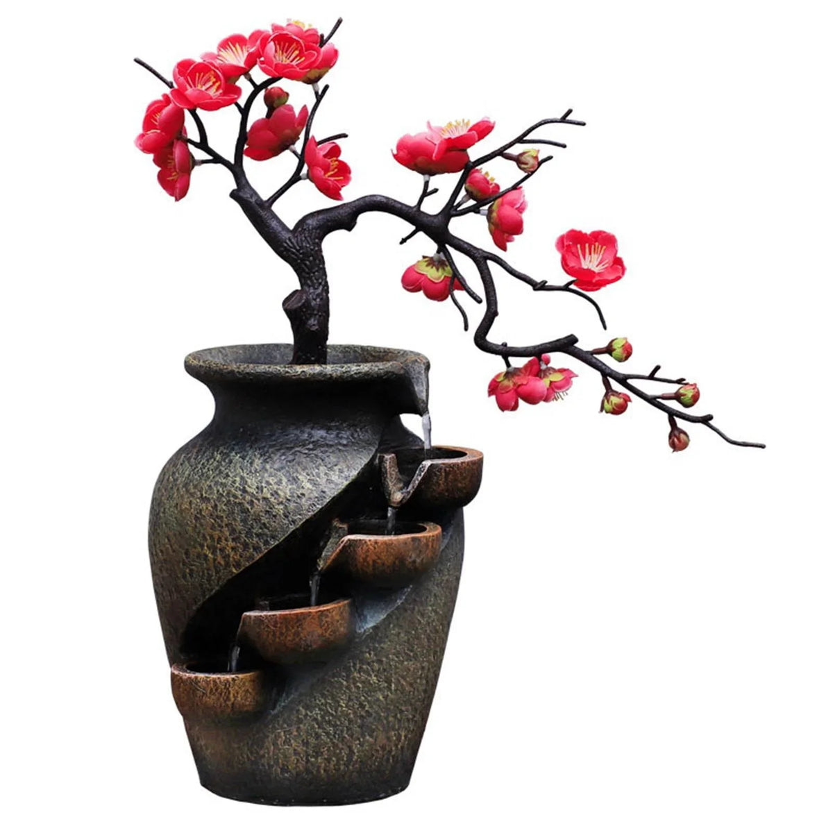 Fountains Gifts Living Soothing Relaxation VaseThree-dimensional Fountain for Vase Shui Creative Water Flower Feng Decor Craft Simulation room Office Waterfall Tabletop Garden Desk