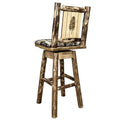 Pine Laser with Upholstery Swivel, with Back Glacier nation Barstool Design Engraved Tree Pattern Woodland &