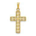 14K Cross Filigree Pendant Polished