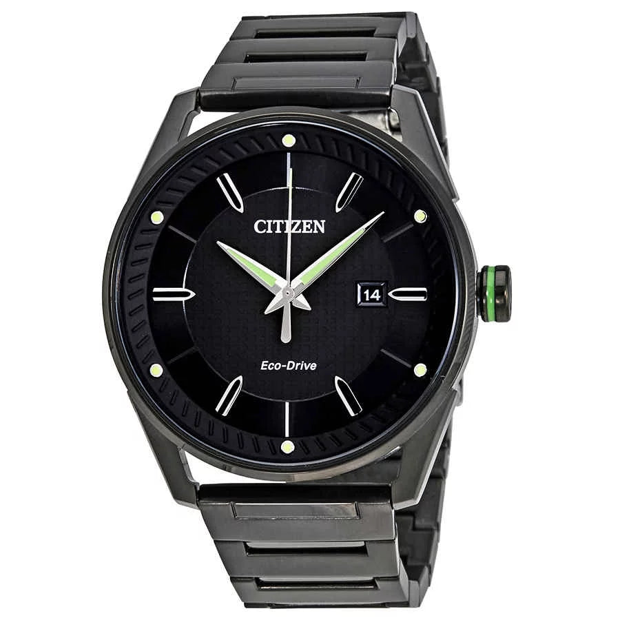 Steel Watch Stainless Black Eco-Drive Men's IP BM6985-55E Citizen