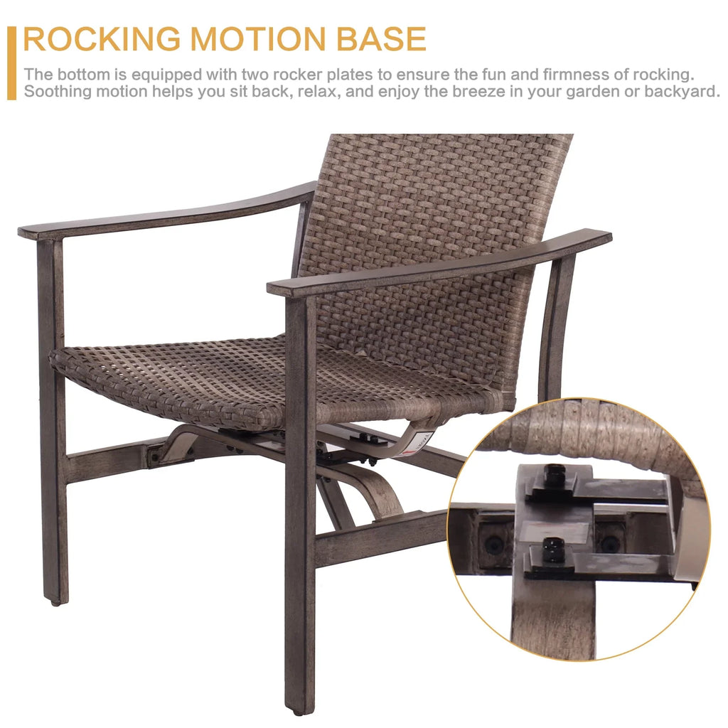 Table, Gas with Set Garden 15000 Pit Deck Patio Chairs 5 Yard Fire Rocking Outdoor Furniture Set Propane Wicker for All-Weather Piece 4 Motion Table, BTU Conversation Firepit 33.8"x27.2" &