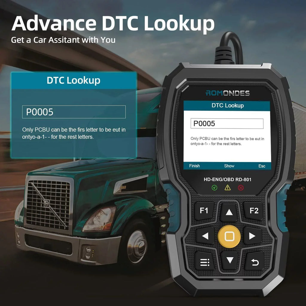 Scanner Tool Reader Romondes Truck Heavy Diagnostic OBD2 Scanner Duty Diesel RD801 Code Truck