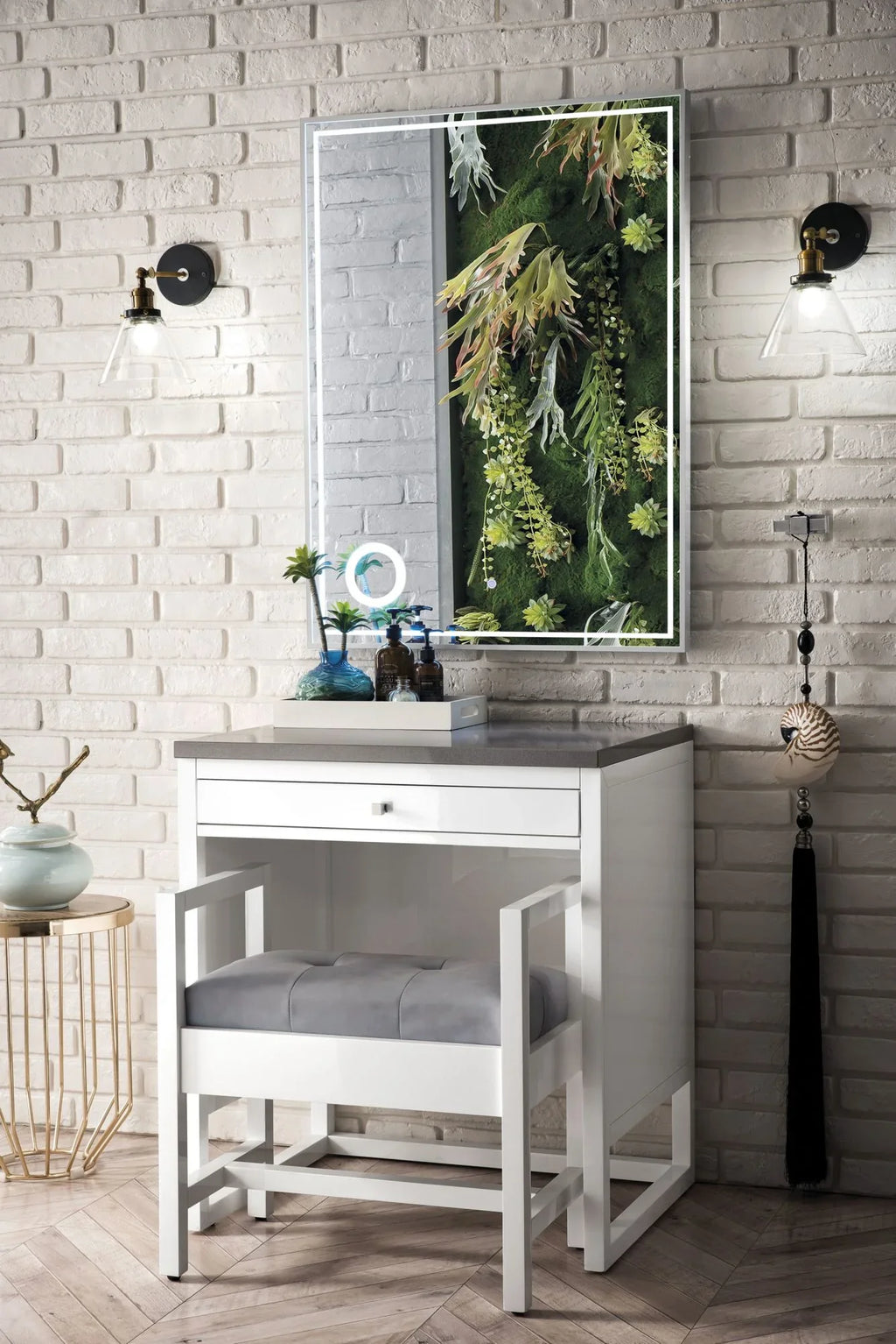 Athens with Glossy Furniture Top, Countertop 30 Martin 3 Quartz CM Expo Grey White Unit James in.