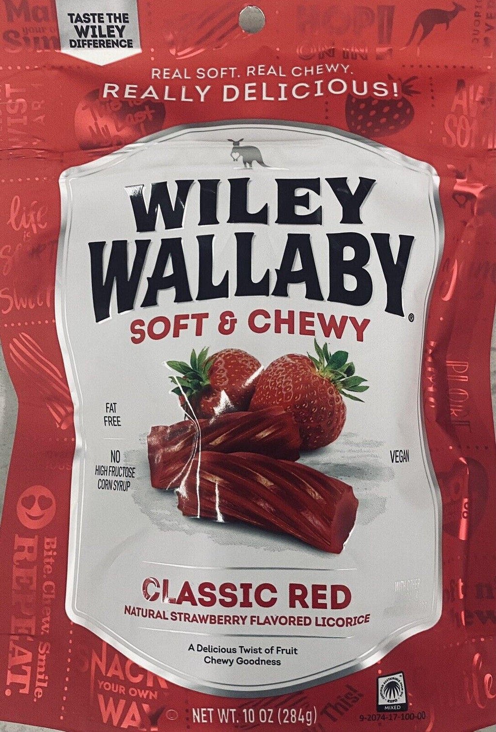 10 Classic Bag Australian Licorice Chewy Soft & Wiley STRAWBERRY Red Wallaby Oz