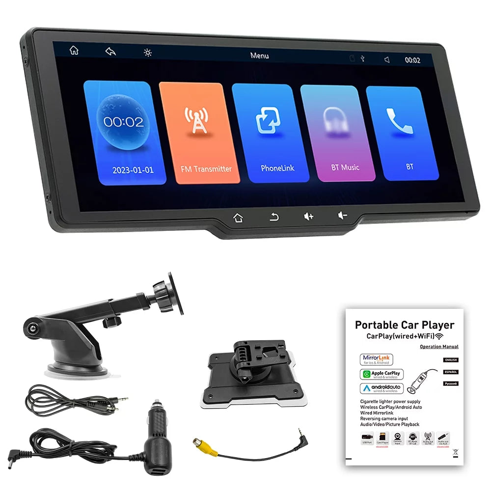 language ammoon Car Player Video Camera Wireless Recorder, Multi CarPlay Portable Car Camcorder, Car Auto with Support