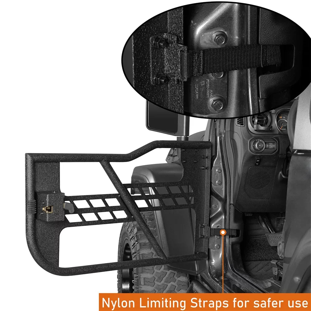 Tubular Steel Door Wrangler Road Fit 2-Door Jeep 2018-2023 Half JL Black Frame Guards Hooke