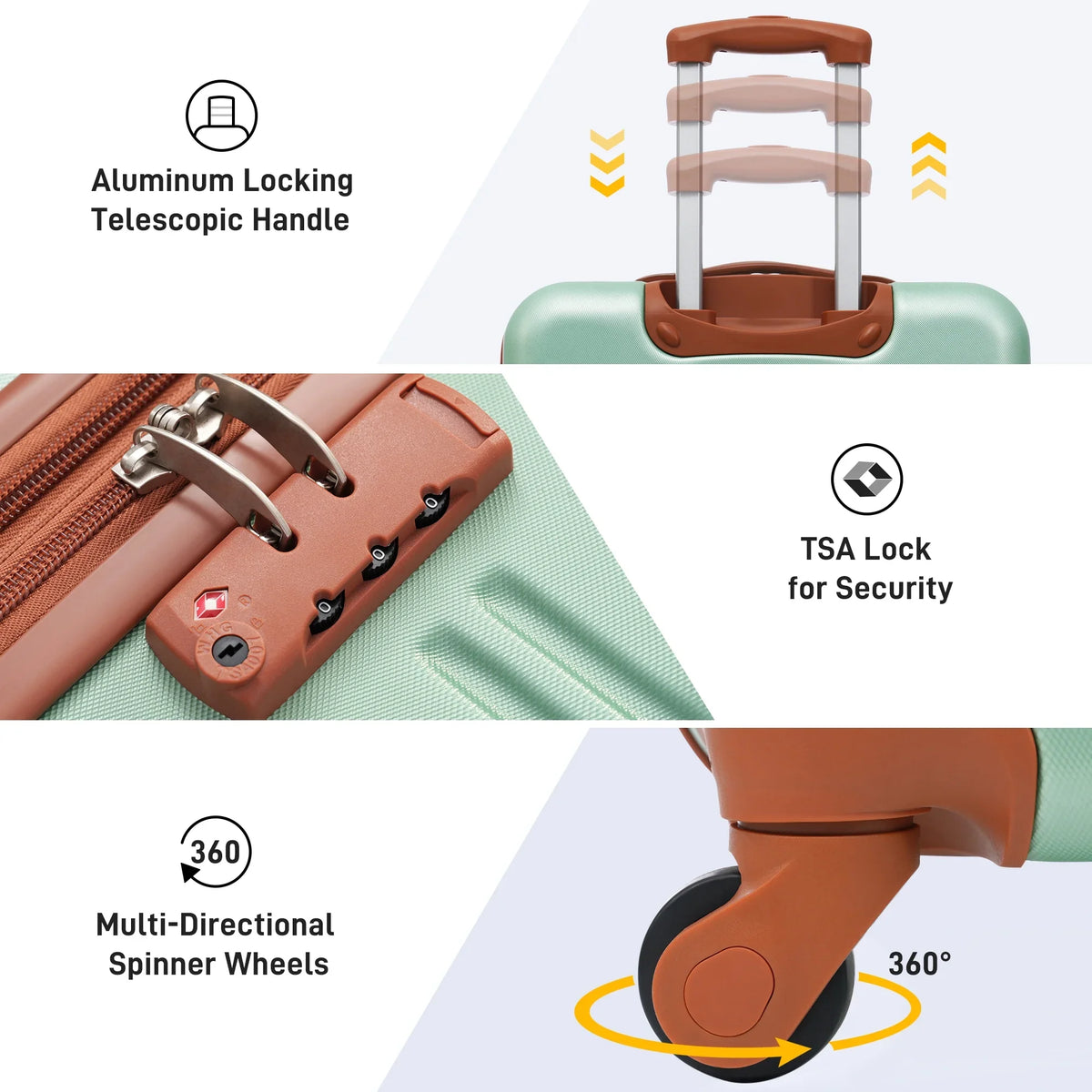 28" Lock with TSA Piece Available Spinner Suitcase 24" Luggage Crtynell 3 20" Hardside Set