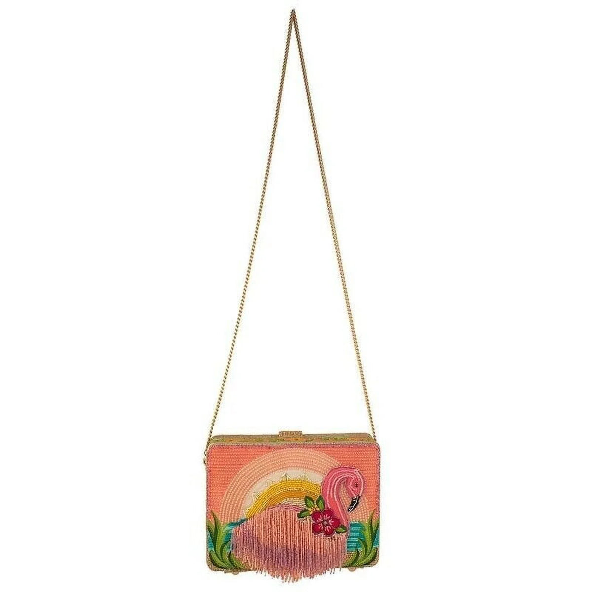 Multi New Pink Mary Flamingo Tropics Frances Beaded Bag Handbag Crossbody