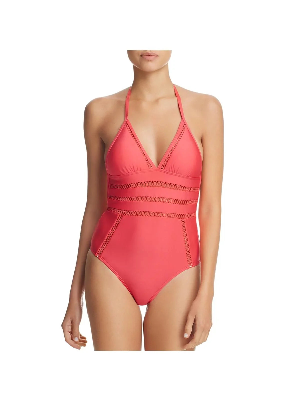 Womens One-Piece Ella Halter Crochet Crafty Red S Swimsuit Moss
