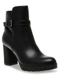 Buckle Booties Accent 10.5 M Dress Round KLEIN Heidi Heel Womens Cushioned Toe ANNE Zip-Up Block Black