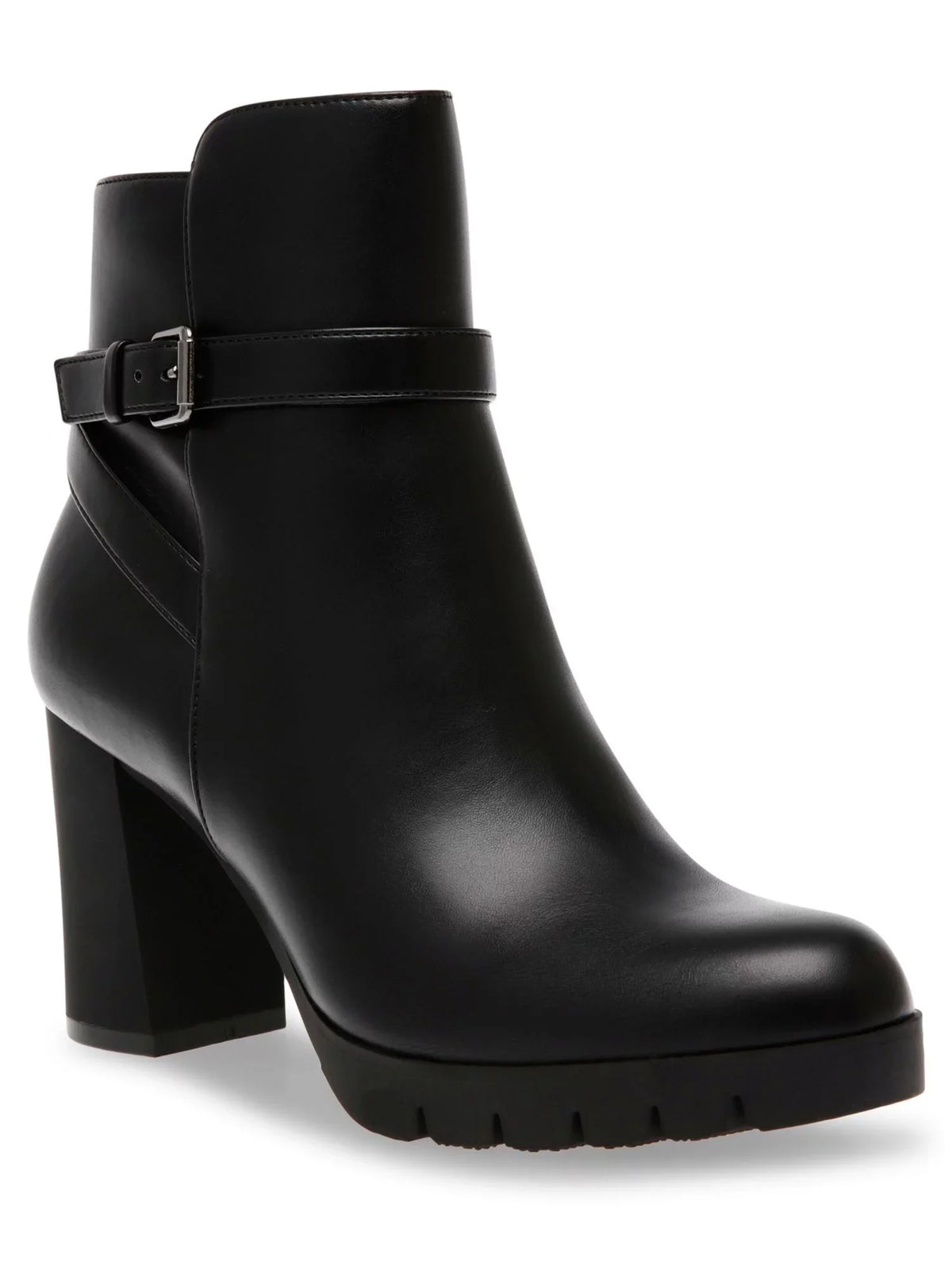 Buckle Booties Accent 10.5 M Dress Round KLEIN Heidi Heel Womens Cushioned Toe ANNE Zip-Up Block Black