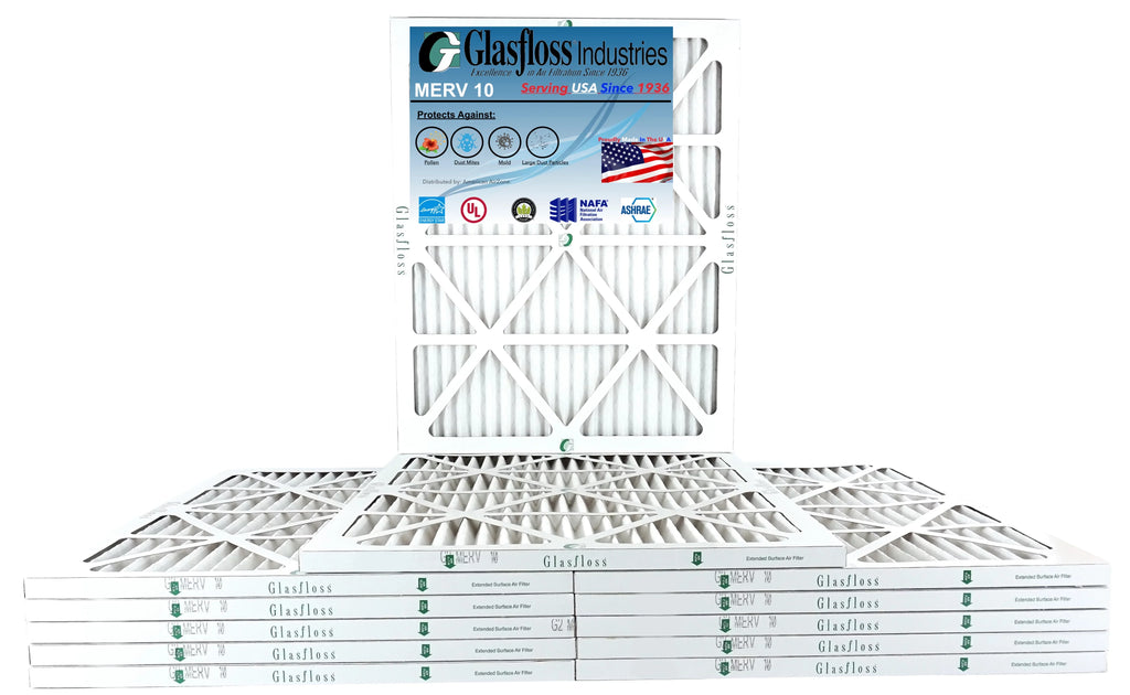 USA - in - Glasfloss x Made 15x25x1 inch) 14.5 Air Size: -Qty:12 Furnace MERV 24.5x7/8 (Actual 10 Filter -
