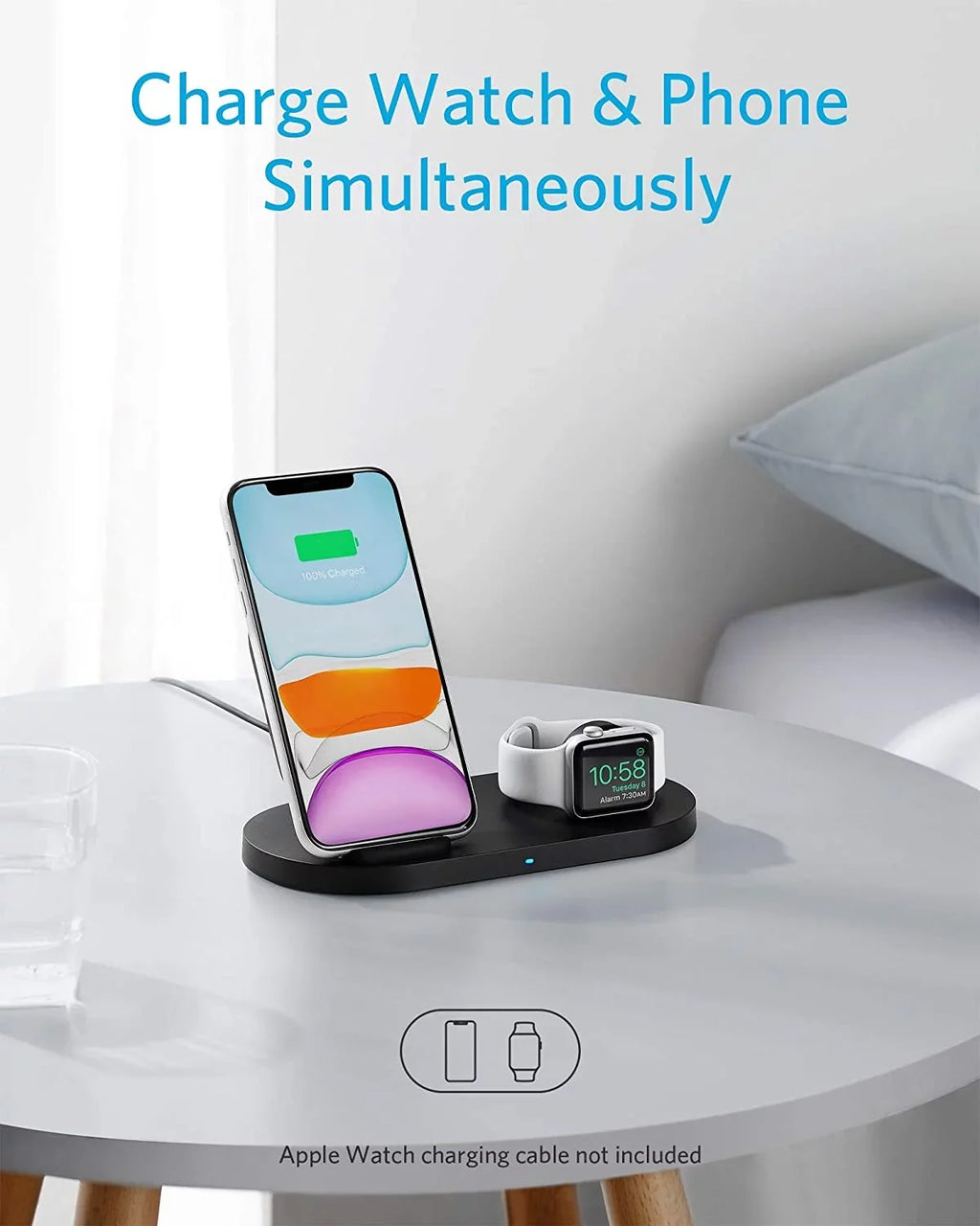 11, Charging iPhone 11 2-in-1 Included) Station Stand with (Watch Anker Not Wireless QC for Charger, Pro Watch Charging SE SE/6/5/4/3/2/1, with Cable 2020, Charging Holder PowerWave Watch Sense