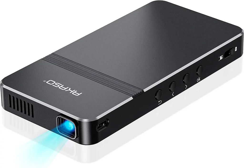 Projector Rechargeable Projector, Control HDMI Mini Movie Portable Pocket-Sized Built-in Projector, and Support AKASO Battery Projector, Remote DLP Speakers 1080P Cookie WiFI Stereo