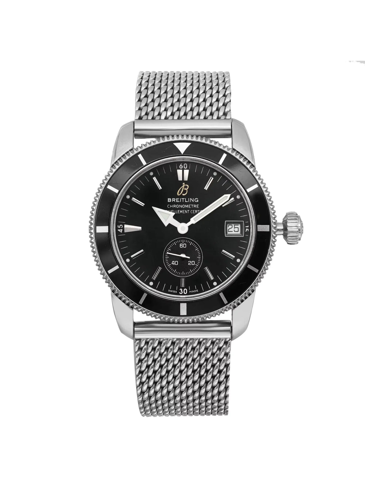 Heritage Steel A3732024-B869SS Mens Breitling Watch 38mm Black SuperOcean Dial
