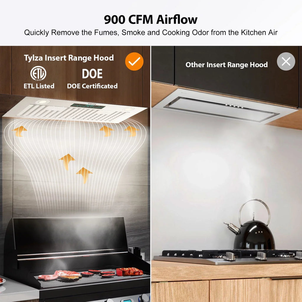 with Gesture Range Sensing&Touch Hood 900 CFM, Stove Kitchen Cabinet Vent Speed Panel Under Hood, 4 Control 30"