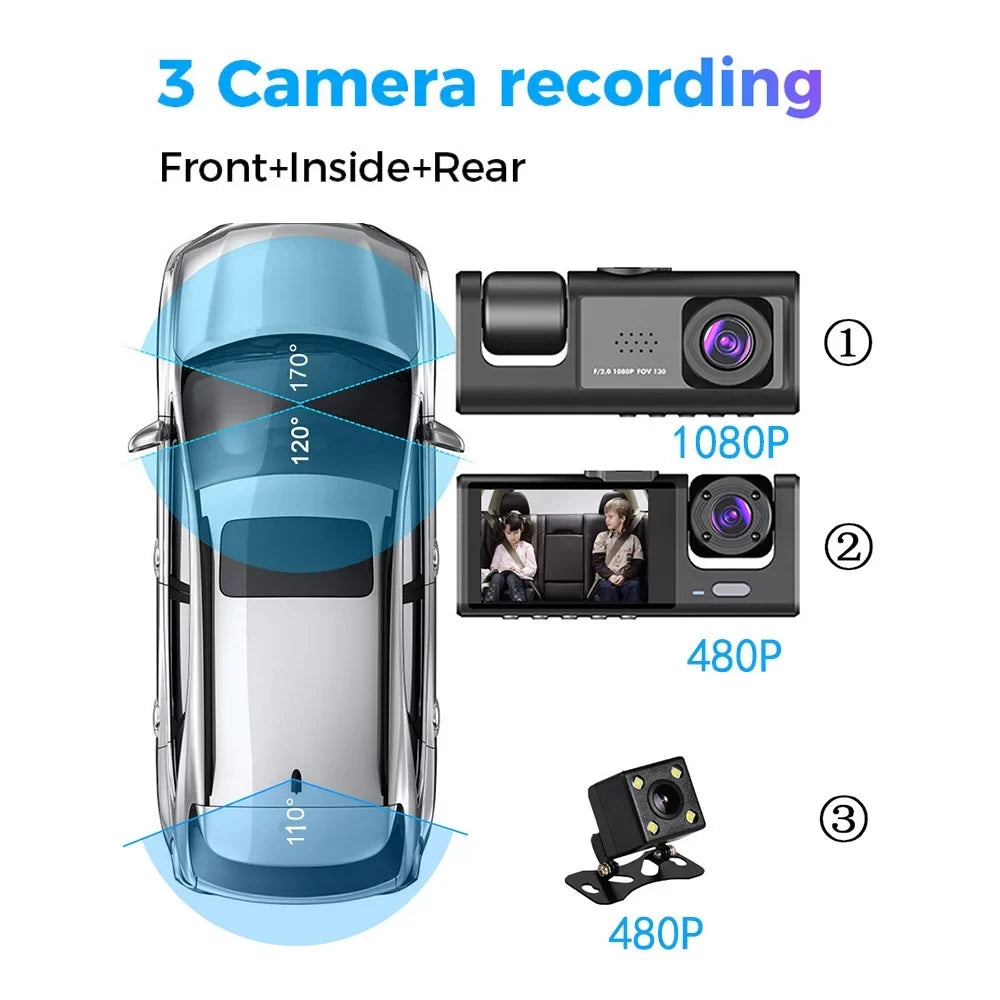Car Rearview Clear and with Interconnection, Pinnaco Recorder Dash 3 Features WiFi Video Cameras, Auto Safety Mirror Cam