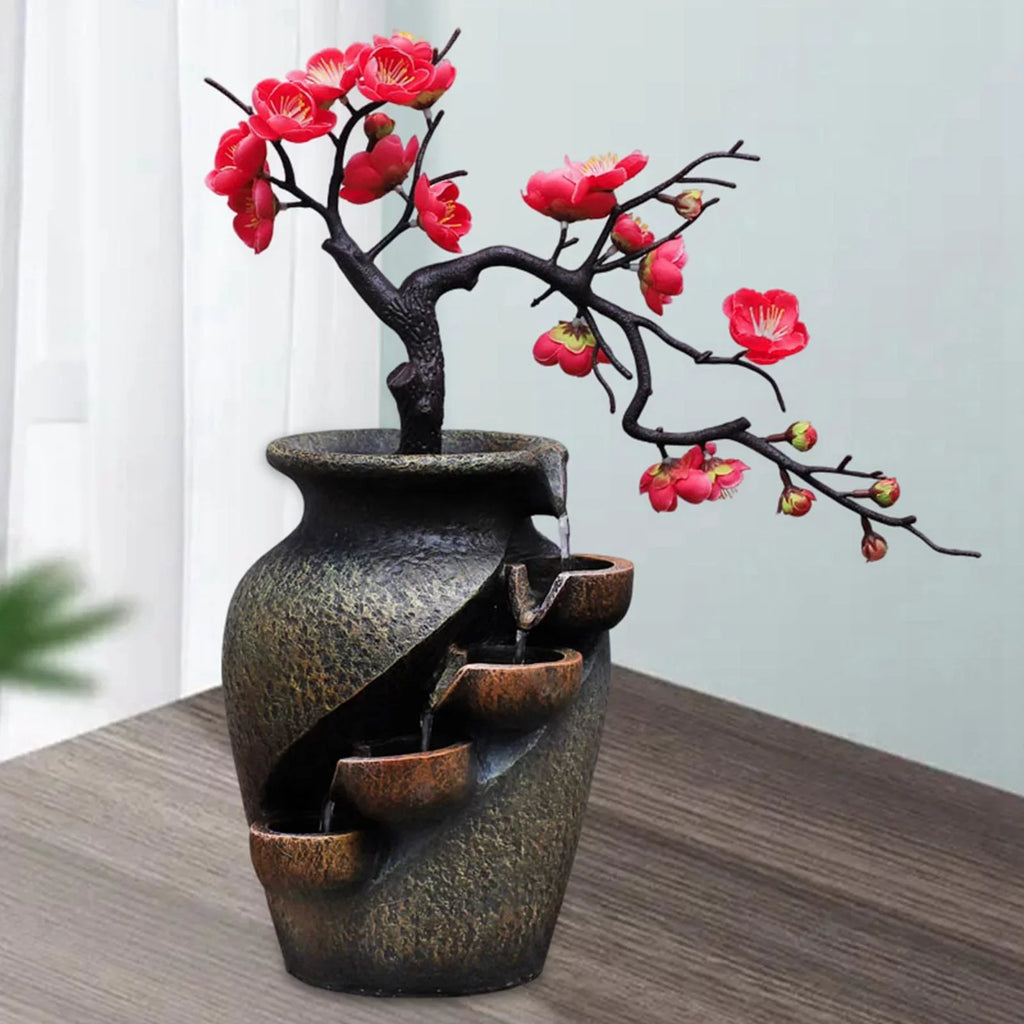 Fountains Gifts Living Soothing Relaxation VaseThree-dimensional Fountain for Vase Shui Creative Water Flower Feng Decor Craft Simulation room Office Waterfall Tabletop Garden Desk