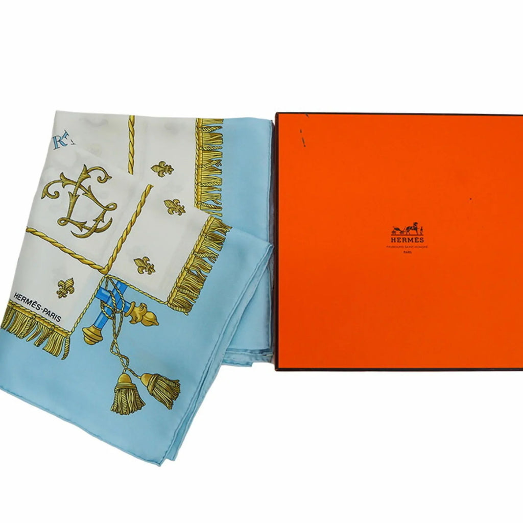 (Like Light Scarf New) Blue Silk Hermes Pre-Owned